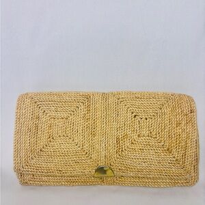 Vintage “Made‎ in Italy” 70’s Rattan Woven Basket Weave Tropical Resort Clutch